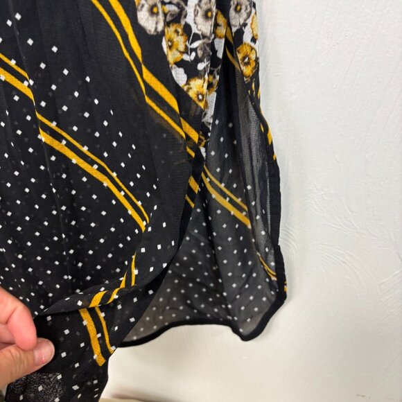 Alfani Sheer Mini Dress Career Black Gold Floral Lightweight Pullover Womens M - Picture 4 of 7